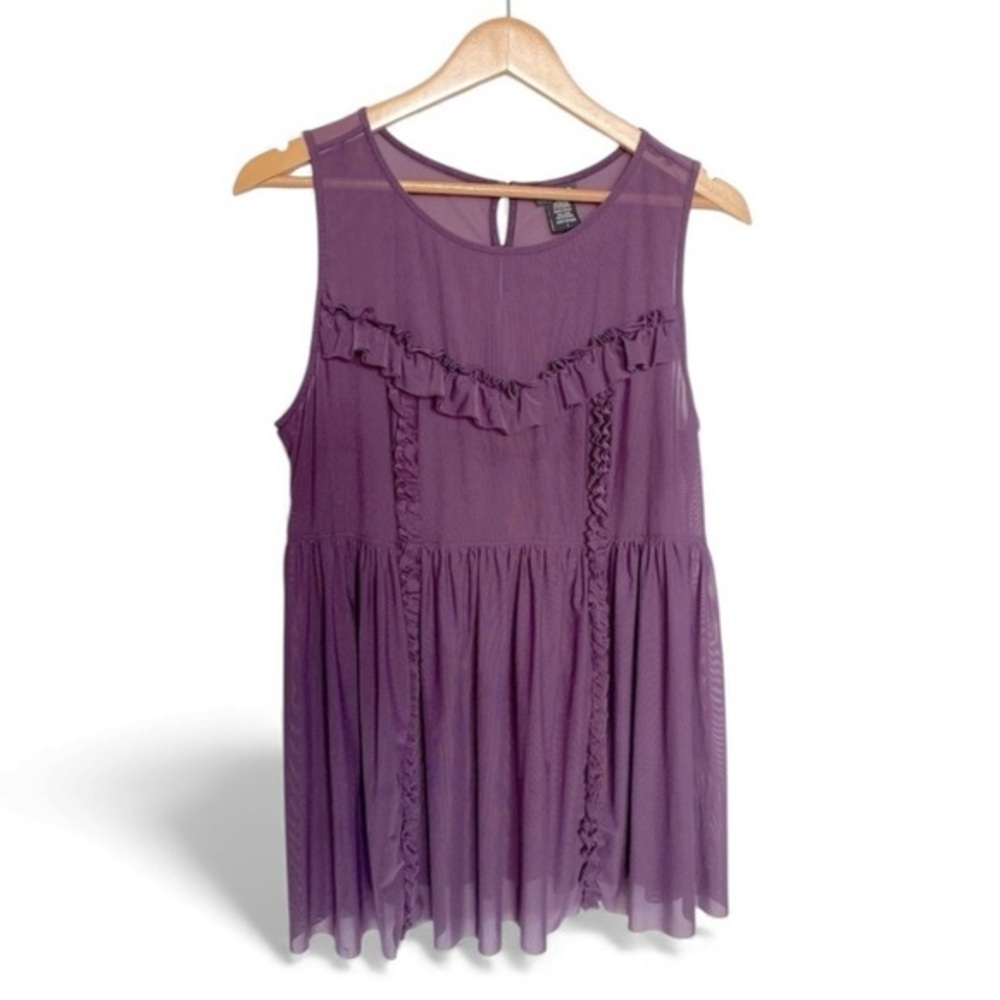 TORRID SHEER RUFFLE SLEEVELESS TOP WOMENS SIZE 1